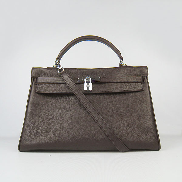 High Quality Hermes Kelly 35cm Togo Leather Bag Dark Coffee 6308 - Click Image to Close